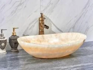 Oval natural stone modern bathroom sink for bathroom and toilet