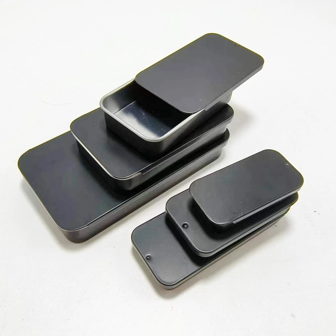 Factory Price Frosted Silver Black Square Iron Tin Box Metal Box Matel Packaging for Candy