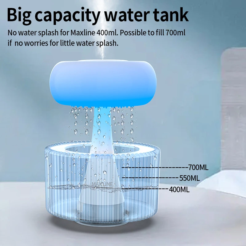 Portable Rain Cloudy rechargeable humidifier cold mist 7 color breathing light aroma diffuser mushroom humidifier JH10