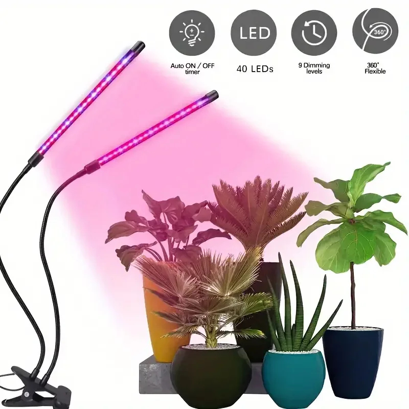 Indoor LED Growing Light Full 360 Degree 3 Modes Dimmable Flexible Spectrum Lamp Plant Red & Blue Hydroponic Grow Light