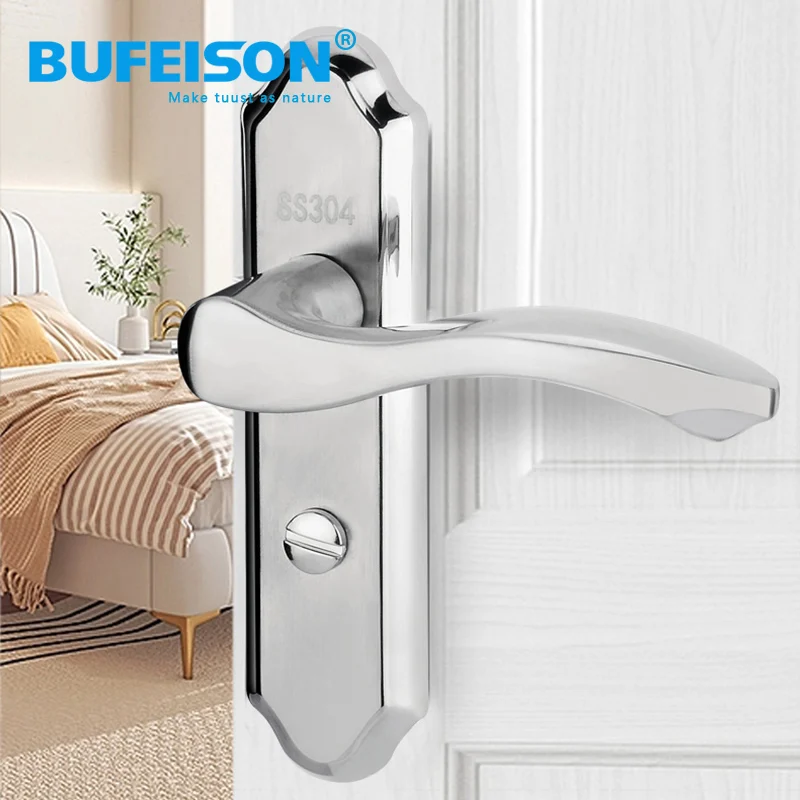 Toilet door lock toilet bathroom lock universal lock indoor aluminum alloy door handle single tongue household use