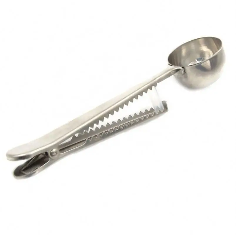 304 stainless steel titanium plated dual-use spoon coffee milk powder food packaging seal clip tea spoon