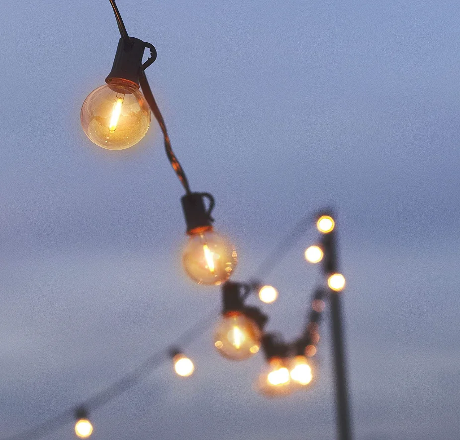 25FT Outdoor Garland Festoon Lights Clear G40 Bulbs Patio String Lights guirnalda de luces exterior Street Wedding Decorations