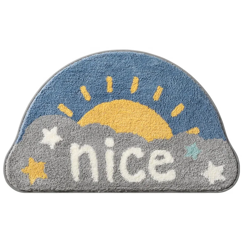Custom Semi Circle Soft Microfiber Machine Washable TPE Bathroom Floor Rugs 3D Bath Mats