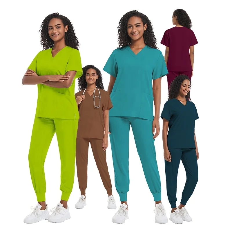 Customizable Fast-Dry Stretchy Fabric Long Leg Jogger Nursing Scrubs Unisex Surgical Targeted Colors Hot Days OEM Hospital