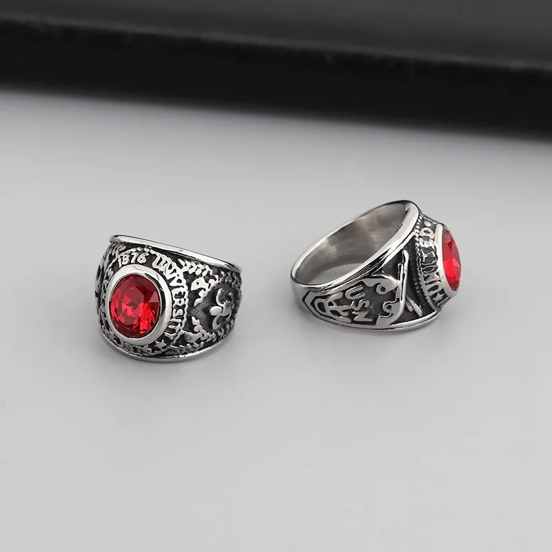 Us soldier navy cameo rings men stainless steel jewelry personalised ruby ring sets wholesale silver rings with stones
