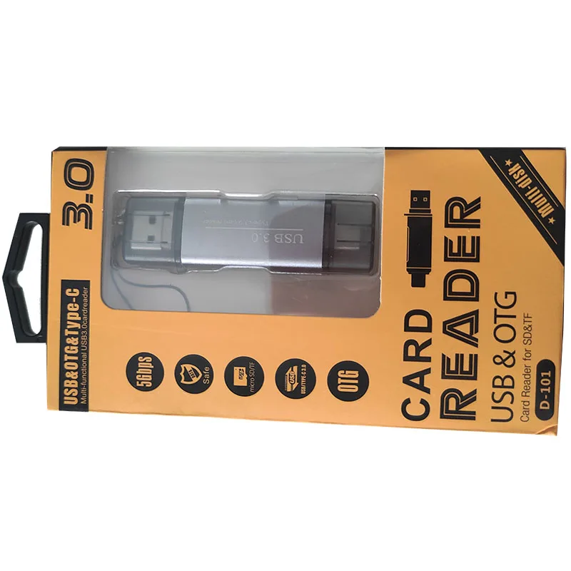 Multifunctional Two-in-one Dual-head Type-c Card Reader SD TF Card USB 3.0 Laptop Mobile Phone OTG Card Reader