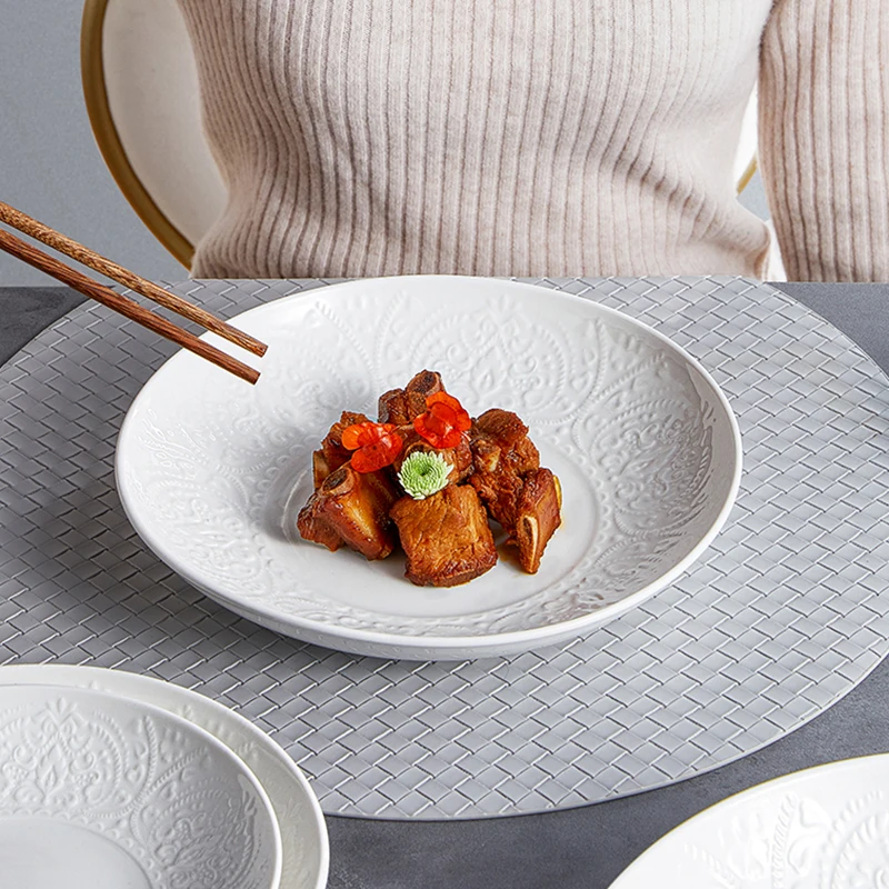 Royal Ware Horeca Wholesale Hotel Wedding White Porcelain Ceramic Round Shallow Dinner And Dessert Plates