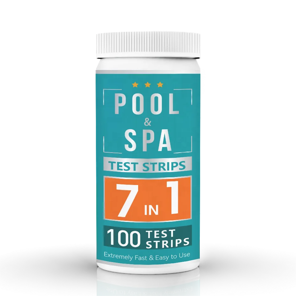 Factory good sell PH hardness chlorine kit for Hot tub and Spa 7 In 1 Swimming Pool Water Test Strips