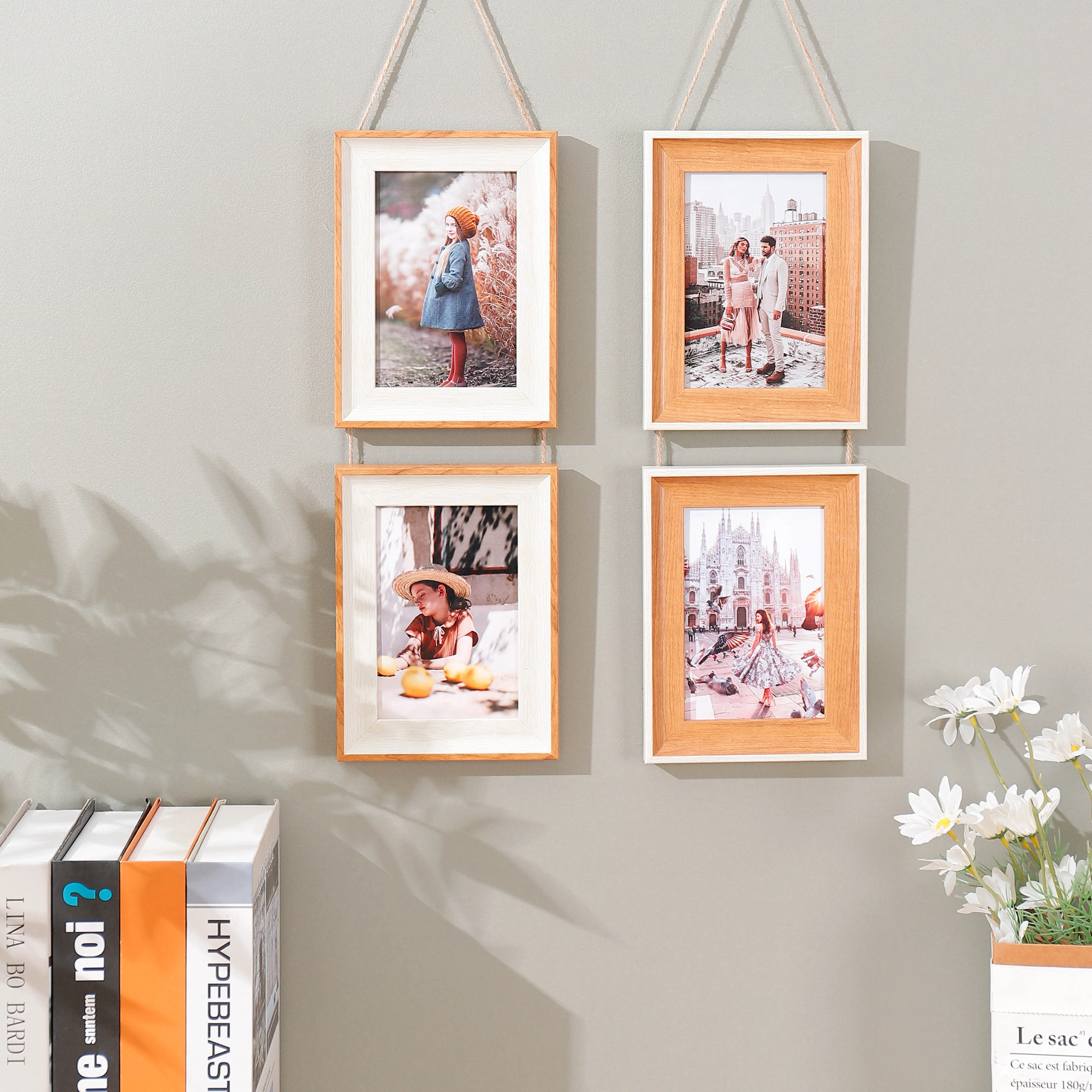 1P wooden picture frame vertical version 6 inch photo hanging picture frame Home office wall decoration picture frame