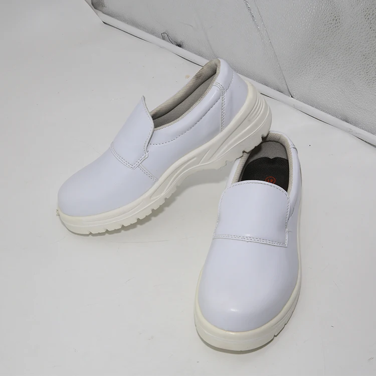 Lightweight white Cleanroom dustproof anti static esd steel toe safety shoes cow leather for lab