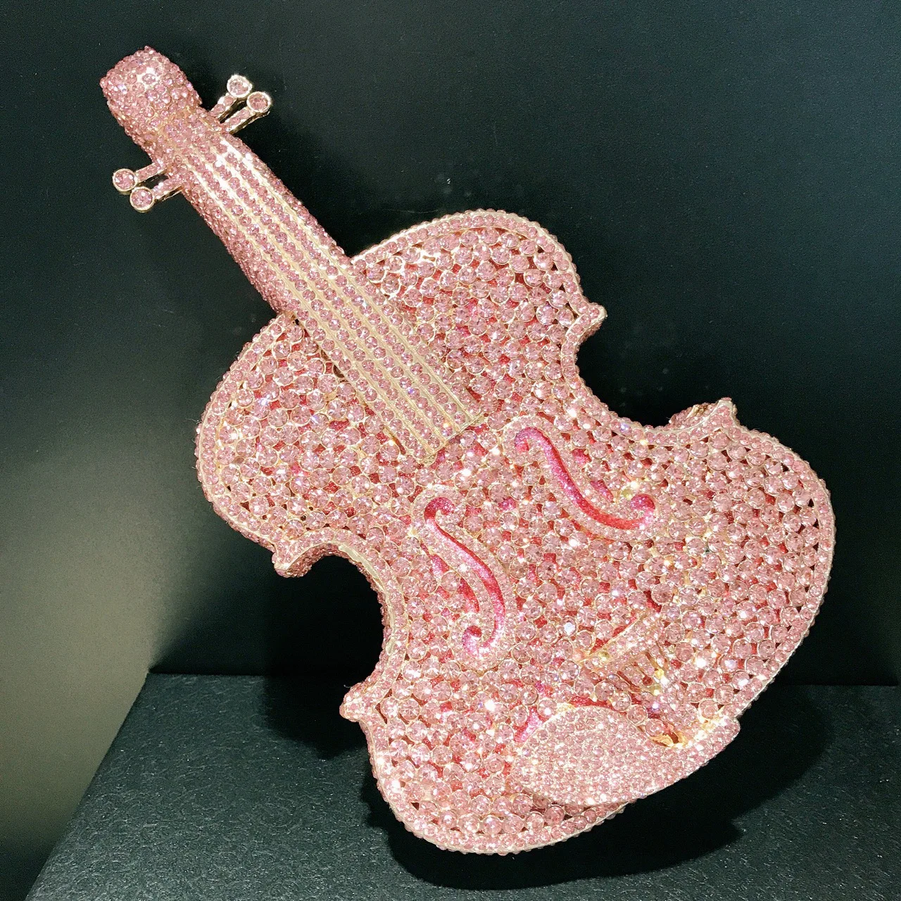 Wholesale Ladies Violin Rhinestone Clutch Handbag Luxury Party Mini Banquet Clutch Bag Evening Wedding Crystal Purse