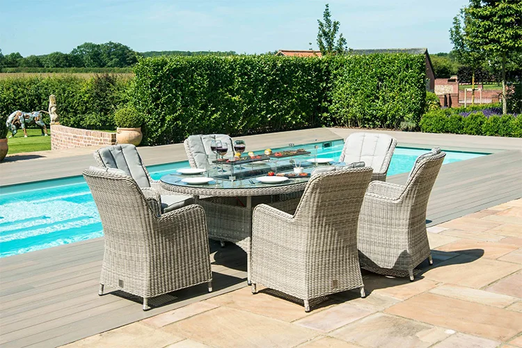 Sectional Style Ratan Set with Comfortable Blue Sofa Cushions/HB41.9167