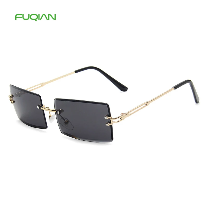 Super Hot Eyewear Rimless Small Square Gradient Candy Color Glasses Rectangle Shades Cutting Lens Ladies Women Sunglasses