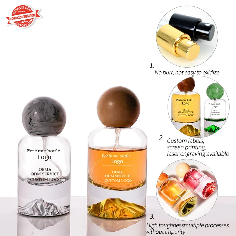 Volcanic crimp glass perfume bottle crystal white 30ml 50ml 100ml empty high-grade spray bottle