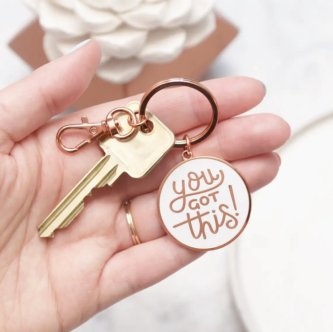 Metal Keychain Car Key Ring Custom Design Round Shape Hrad Enamel Key Chain Fashion You Got This Enamel Keychains Motivational