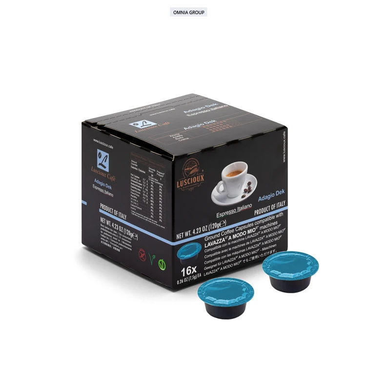 
5 Star Italian Quality Decaffeinated Coffee Adagio DEK-Lavazza Coffee Capsules 