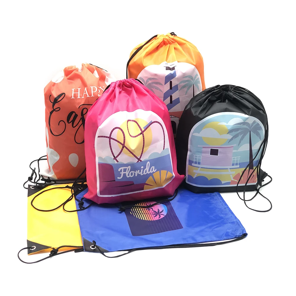 Promotional Wholesale Customized Promotional Polyester Nylon Drawstring Bag And Backpack Draw String Bag