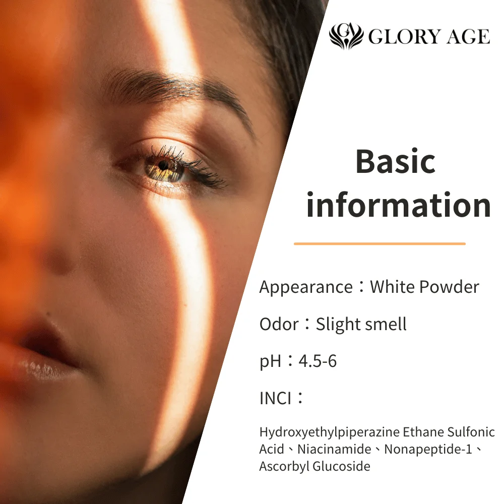 Gloryage Gabw360 Nonapeptide-1 Powder for Skin Whitening and Spot Lightening Professional Care with Vit B3 and Hepes
