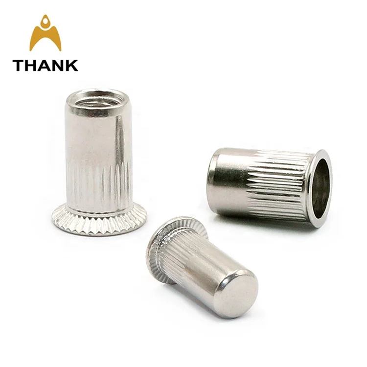 hot sale Steel zinc plated / Stainless steel knurled rivnut flat head threaded pop rivet nut M2 M3 M4 M5 M6 M8 M10 M12
