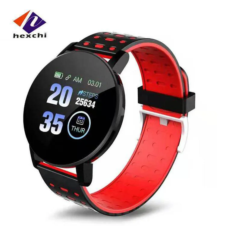 Factory Supply 119 plus Man Smart Bracelet Blood Pressure Waterproof Sport Round Clock Fitness Tracker Women Smartwatch