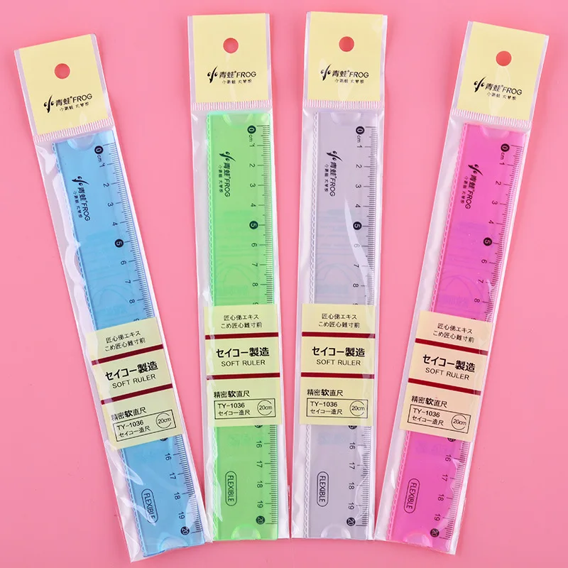 2022 Custom New Style Creative Candy Color Ruler Transparent Ruler Plastic Straight Ruler