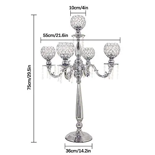 Candelabro 5 Brazos Metal rhinestone Candle Holder Crystal  Wedding 5 Arms Candelabra For Holiday Party Table Centerpieces Home