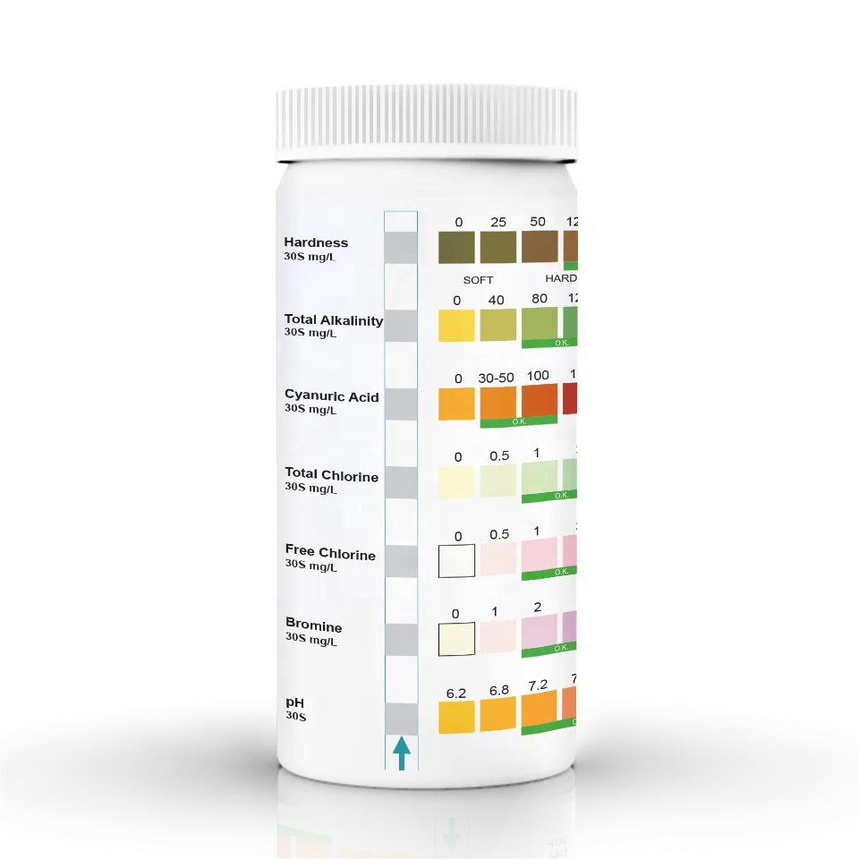 Factory good sell PH hardness chlorine kit for Hot tub and Spa 7 In 1 Swimming Pool Water Test Strips
