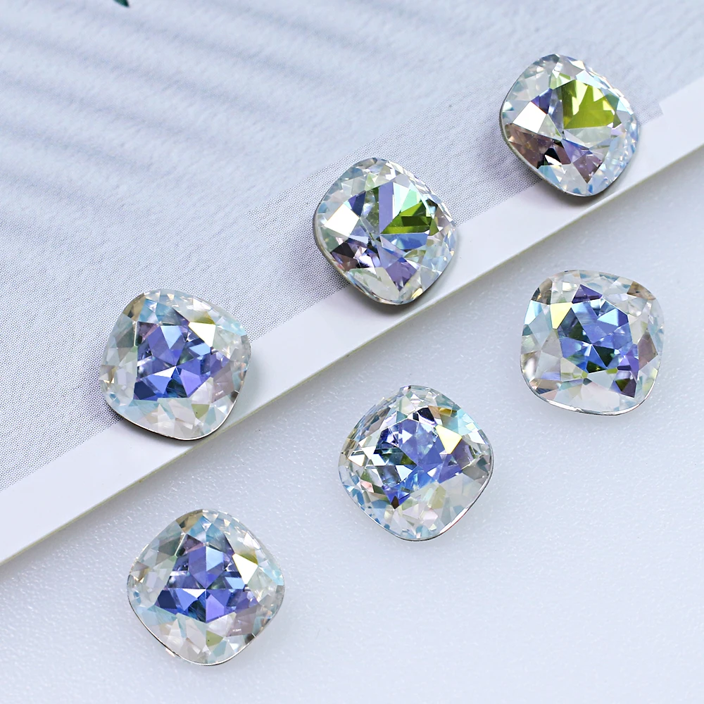 DONGZHOU Crystal Cushion Rhinestone Fancy Stone New Color Point Back Crystal Stones for Jewelry Accessories Garment Nail Art