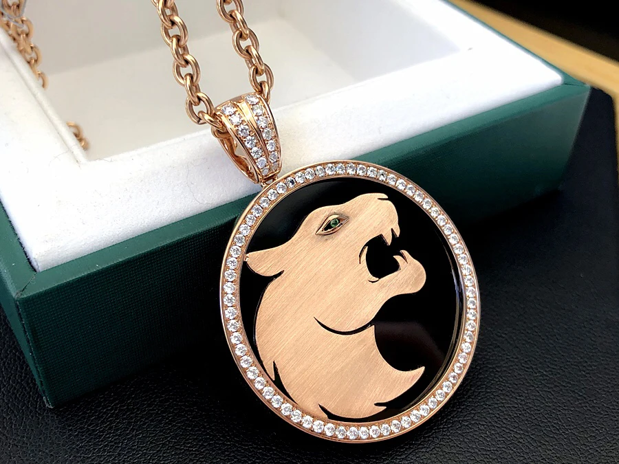 Wholesale Jewellery Luxury18K Solid Yellow Gold Brushed Natural Diamond Necklace for Men
