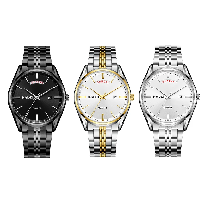 Halei Men Wrist Luxury Watch Creative Classic Stainless Steel Men Quartz Watches