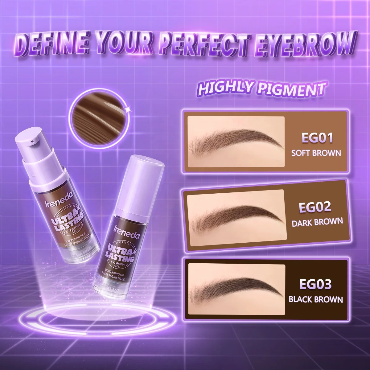 Ireneda IR-E05 Professional Brow Tint Long Lasting Eyebrow Balm Colored Brow Gel