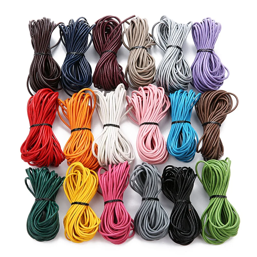 DIY Round Grain Leather Cord Flat Genuine Leather Cord Braided Leather Cord for Jewelry Bracelets Making
