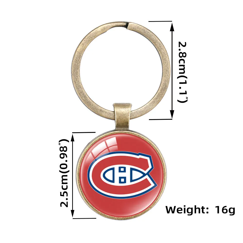 Low MOQ custom design Ice Hockey Team Logo Key Ring Ornament Sports Pendant Nhl Team Logo Keychain