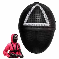 Stock 2021 tv Korean series costume retractable black masked man soldier boss cosplay Halloween face vip squid game mask