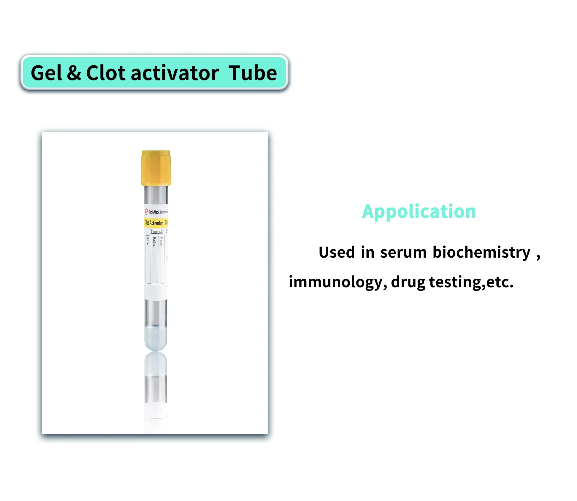 Medical Vacuum Blood Collection Tube CE Approval Yellow OEM Glass Clot Activator tube / 5-15ml SST tube