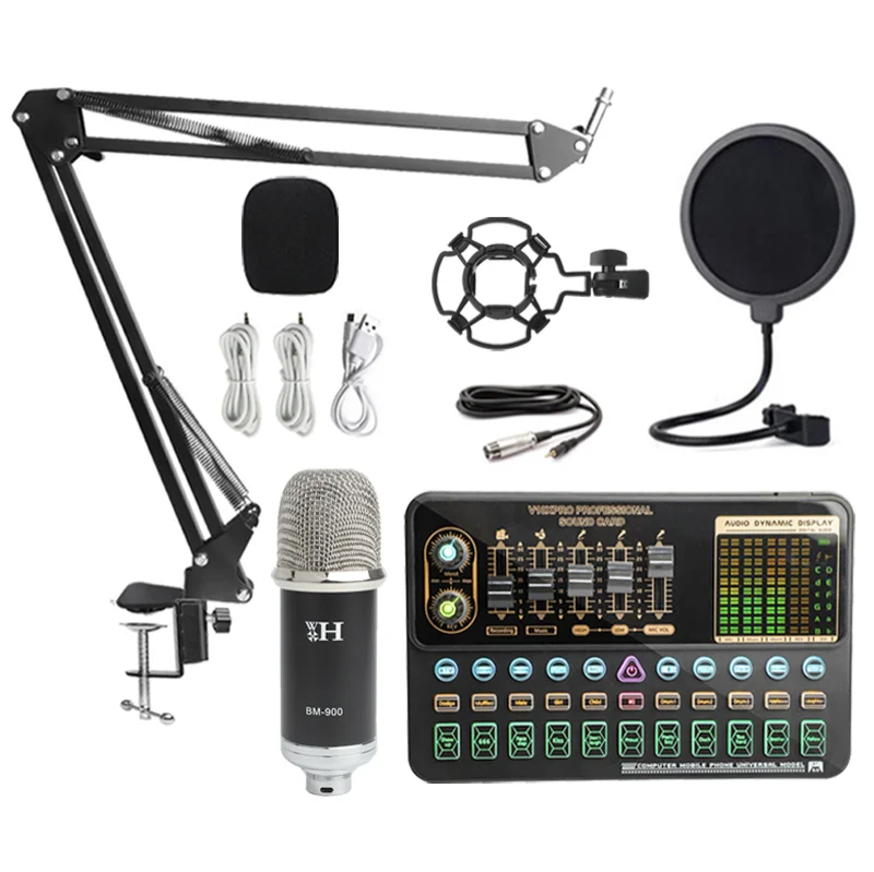 
BM800 Professional Condenser Microphone with Sound Card VE10XPRO Sound Card set for webcast live recording 