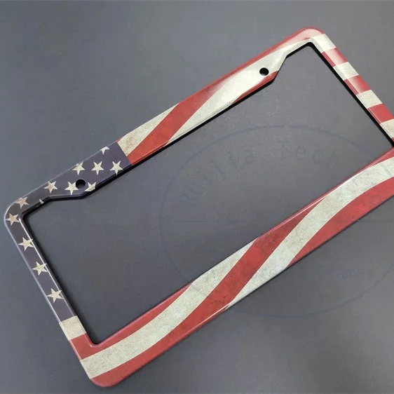 Front Rear Patriotic USA Stars and Stripes Car Tag Holder Cover American Flag License Plate Frames