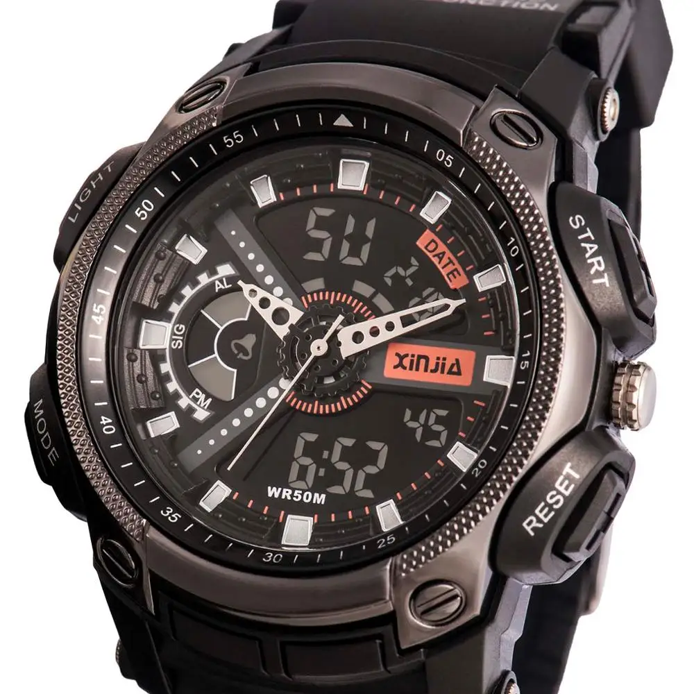 50M Waterproof Sports stop watch multifunctional analog digital Wrist Watch BOY MAN