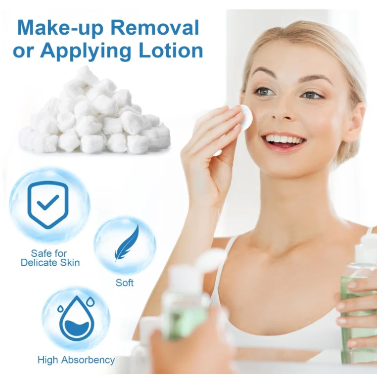 Factory High Quality 100% Pure Organic Cotton OEM Cotton Ball White Cotton Balls