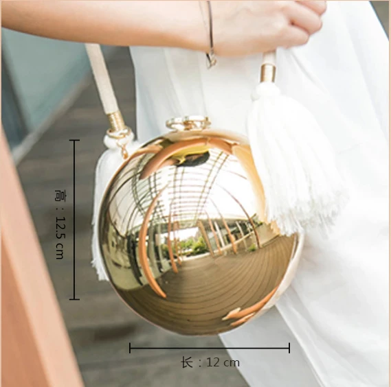
Fashion pearl ball purses acrylic shoulder handbags evening golden clutch bags 