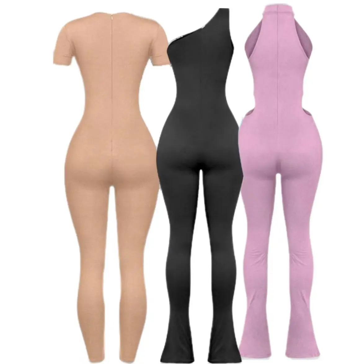 custom manufacturers girls poly spandex knit wide leg top de rompers women jumpsuit mujer 2024 Spring playsuit jumpsuit