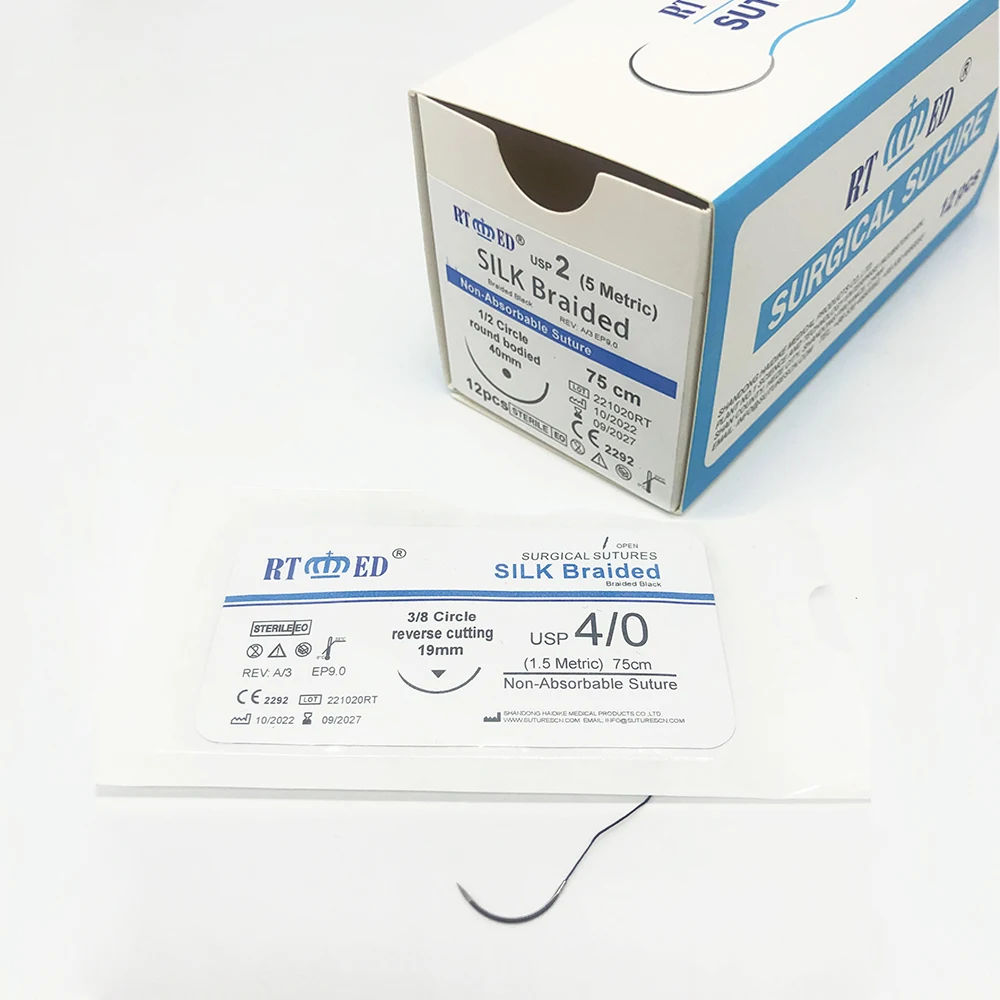 Non-absorbable sutures surgical suture silk sutures with needle