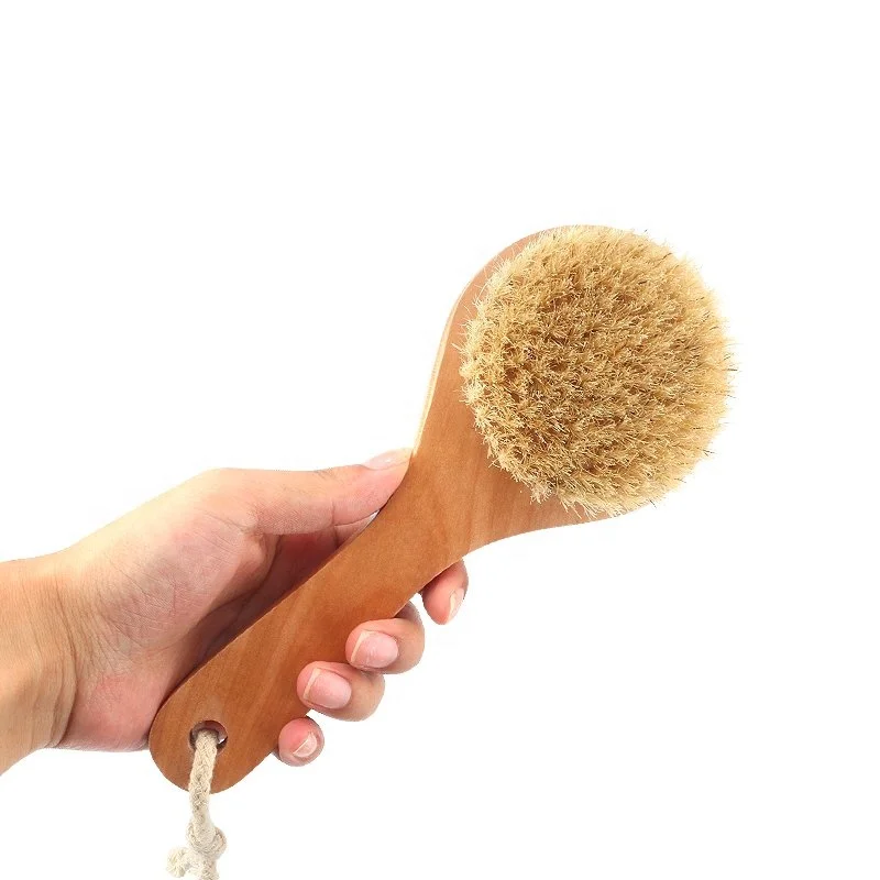 bath round short handle cleaning brush  	 wood handle bath brush wooden shower body bath brush