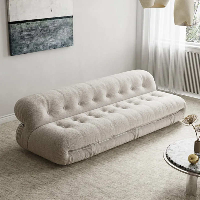 ATUNUS Modern Italy Retro Design Living Room Furniture Sofa White Boucle Couch Afra Tobia Scarpa Soriana Lounge Sofa Chair