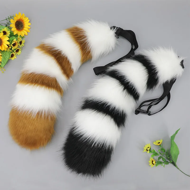 Animal ear and tail plush props raccoon and panda ear headband and tail suit
