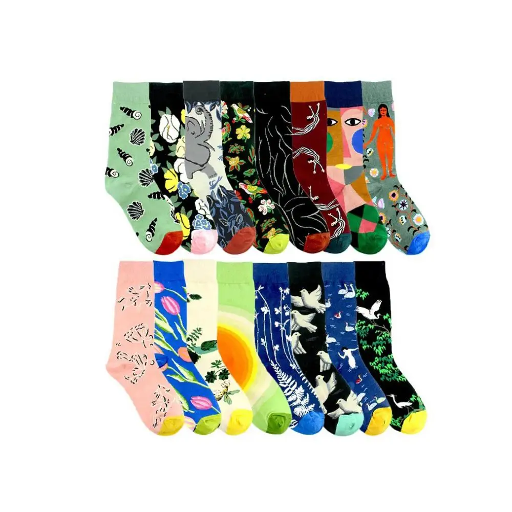 soft womans fashion organic cotton socks for woman ladies high quality bamboo polyester women art sock colorful  cute socks