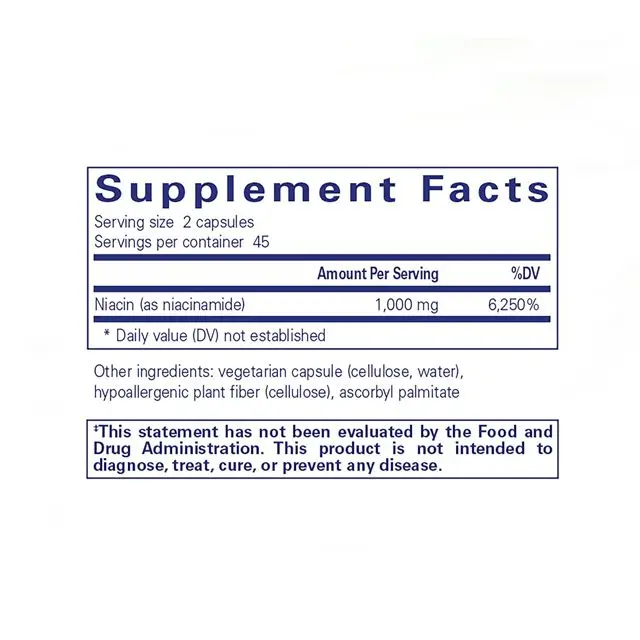 Private Label Niacinamide Vitamin B3 - 90 Capsules, Enhance Energy Metabolism,  Metabolic Function* for Optimal Health