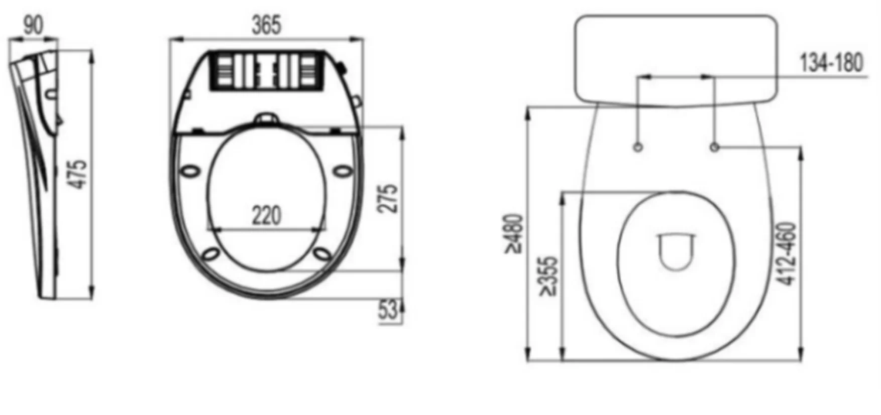 Watermark Standard Round Shape Toilet Seat Bidet Waterproof Smart Bidet Toilet Seat BT001