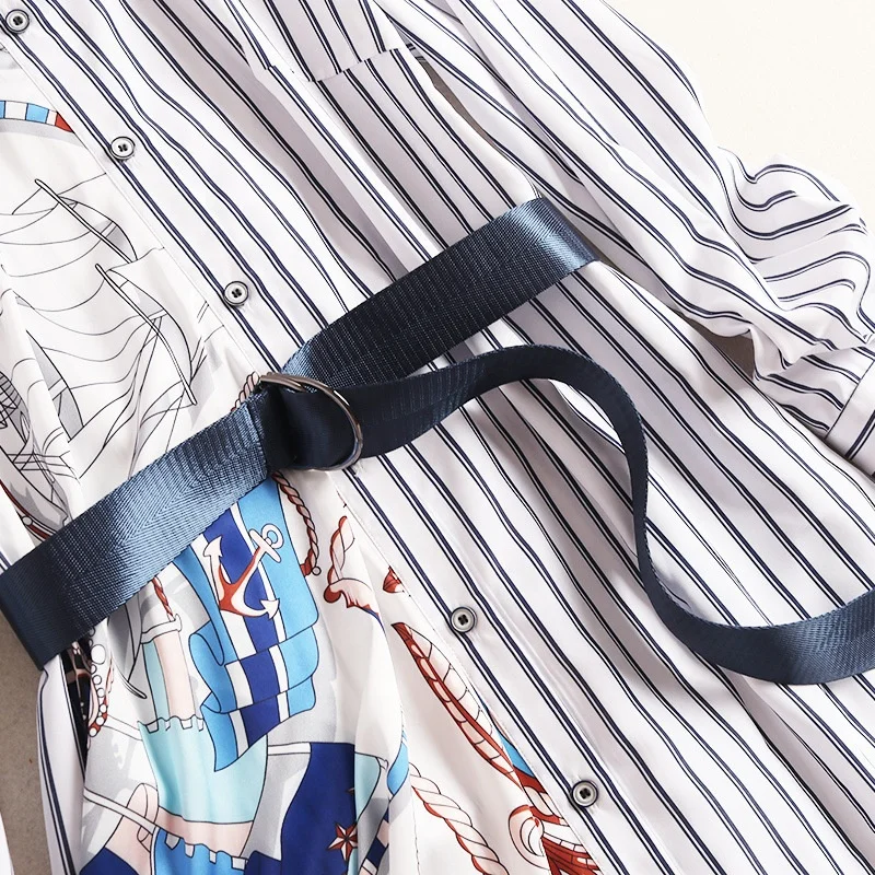 B23960A Striped dress autumn shirt dress fashion patchwork long dress